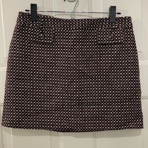 Banana Republic Wool Mini Pencil Skirt, Purple, White, Black, Size 8